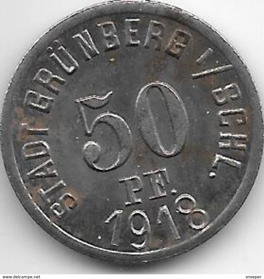 *notgeld Grunberg 50 Pfennig 1918 Fe    5306.3 / F 176.3 - Andere & Zonder Classificatie