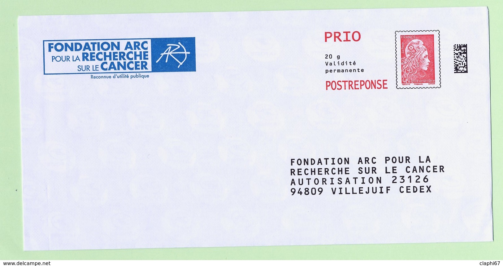 PAP Réponse Neuf Marianne L'engagée Fondation ARC (verso 229049) Postréponse Prio (voir Scan) - Listos A Ser Enviados: Respuesta