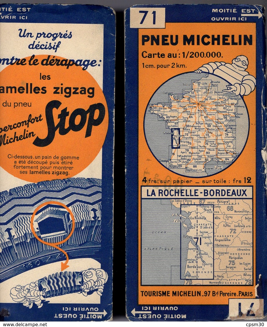 Carte Géographique MICHELIN - N° 071 La ROCHELLE - BORDEAUX N° 3422 1010 - Roadmaps