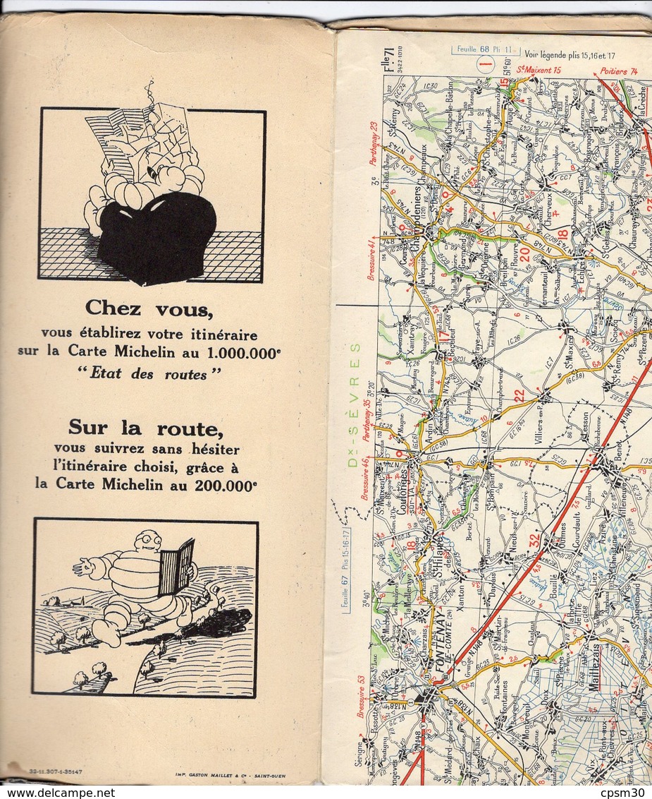 Carte Géographique MICHELIN - N° 071 La ROCHELLE - BORDEAUX N° 3422 1010 - Roadmaps