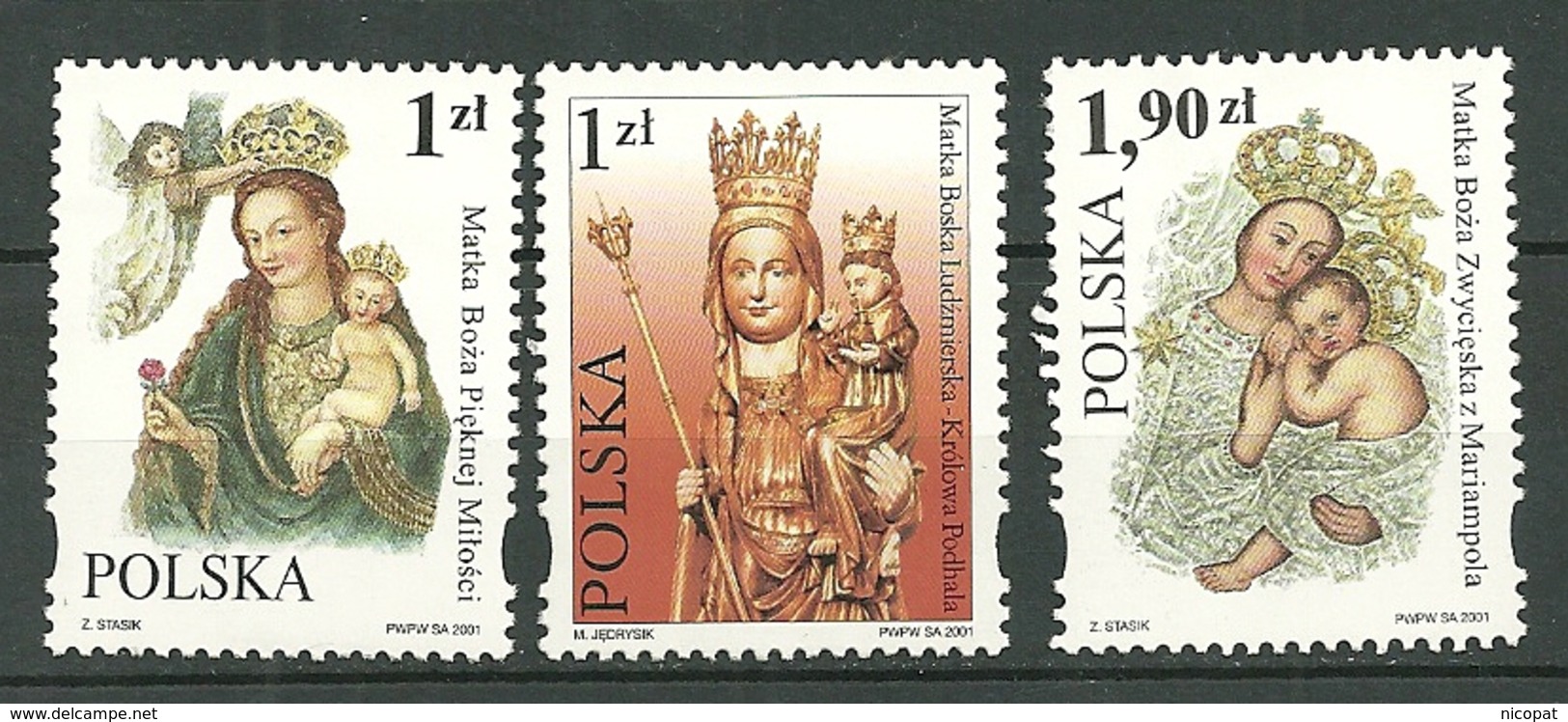 POLAND MNH ** 3673-3675 SANCTUAIRES MARIALS. VIERGE à L'ENFANT, Religion - Neufs