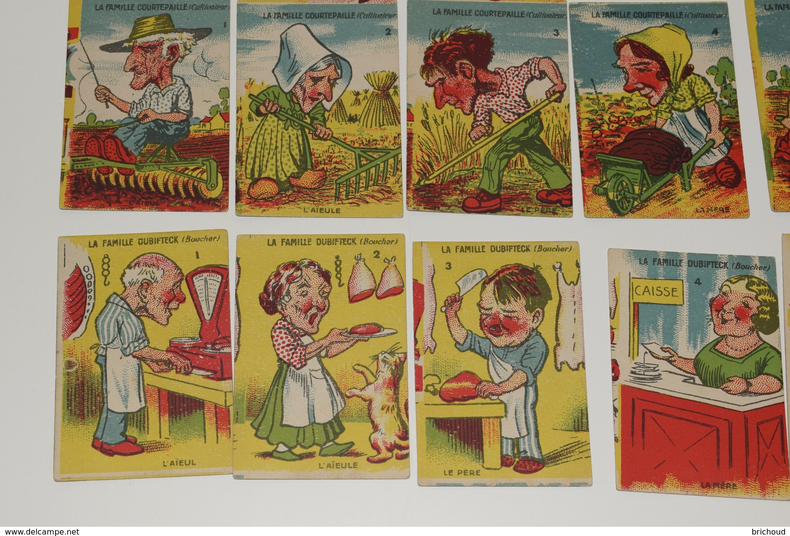 RARE 42 cartes complet 7 familles charcutier cordonnier pharmacien fumiste bistro cultivateur boucher