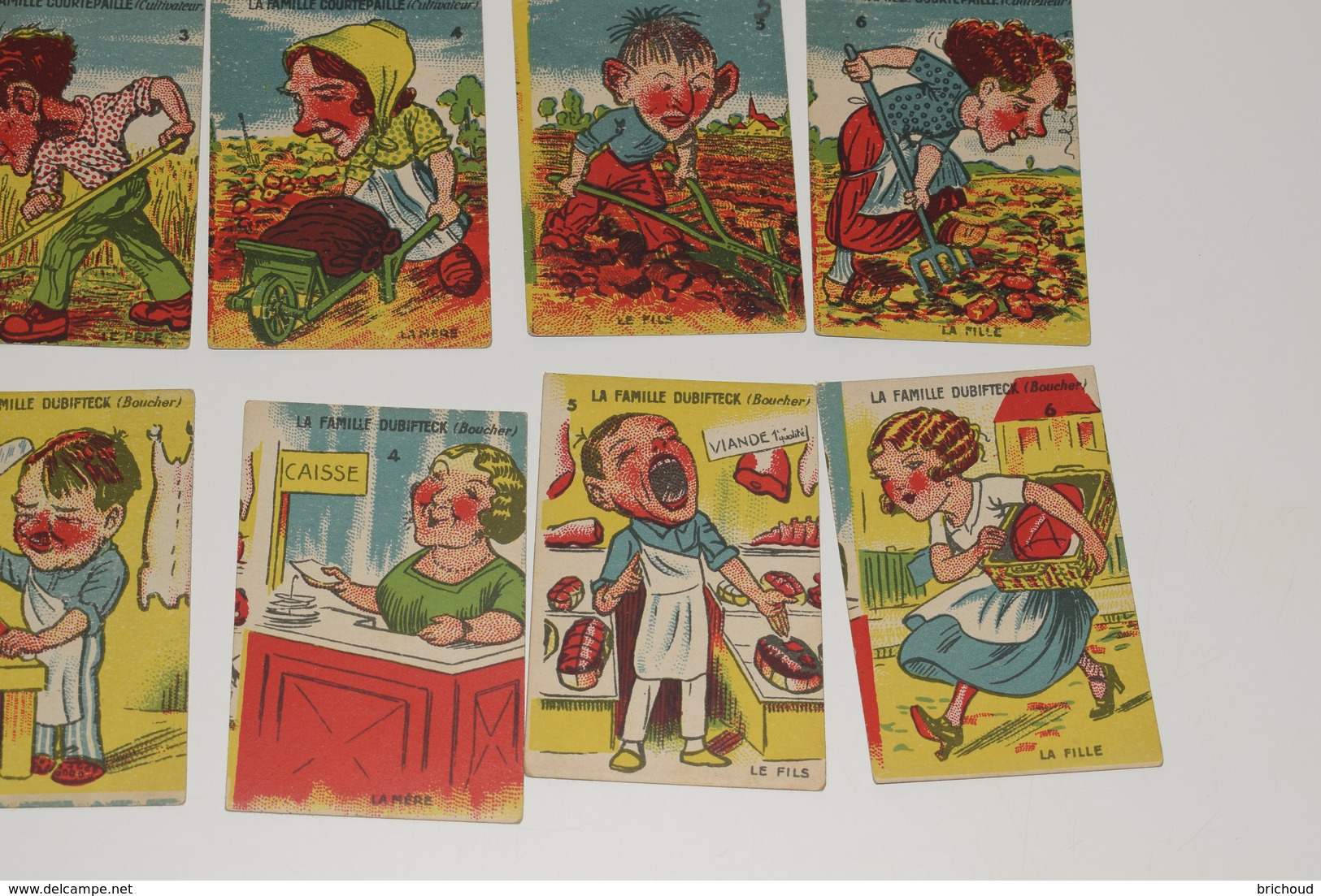 RARE 42 cartes complet 7 familles charcutier cordonnier pharmacien fumiste bistro cultivateur boucher