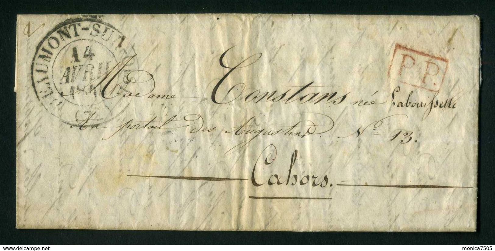 LETTRE  DE BEAUMONT-SUR-OISE  CAD  DU  14 AVRIL  1844  POUR  CAHORS - 1801-1848: Précurseurs XIX