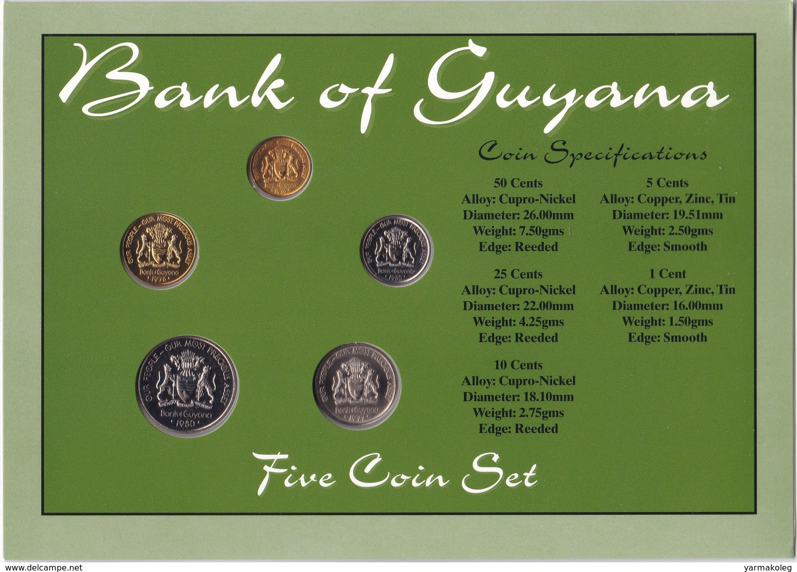 Guyana 5 Coins Set 1976-1980 - Guyana