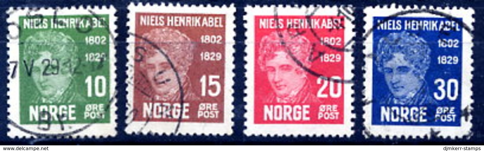 NORWAY 1929 Abel Centenary Used.  Michel 150-53 - Usados