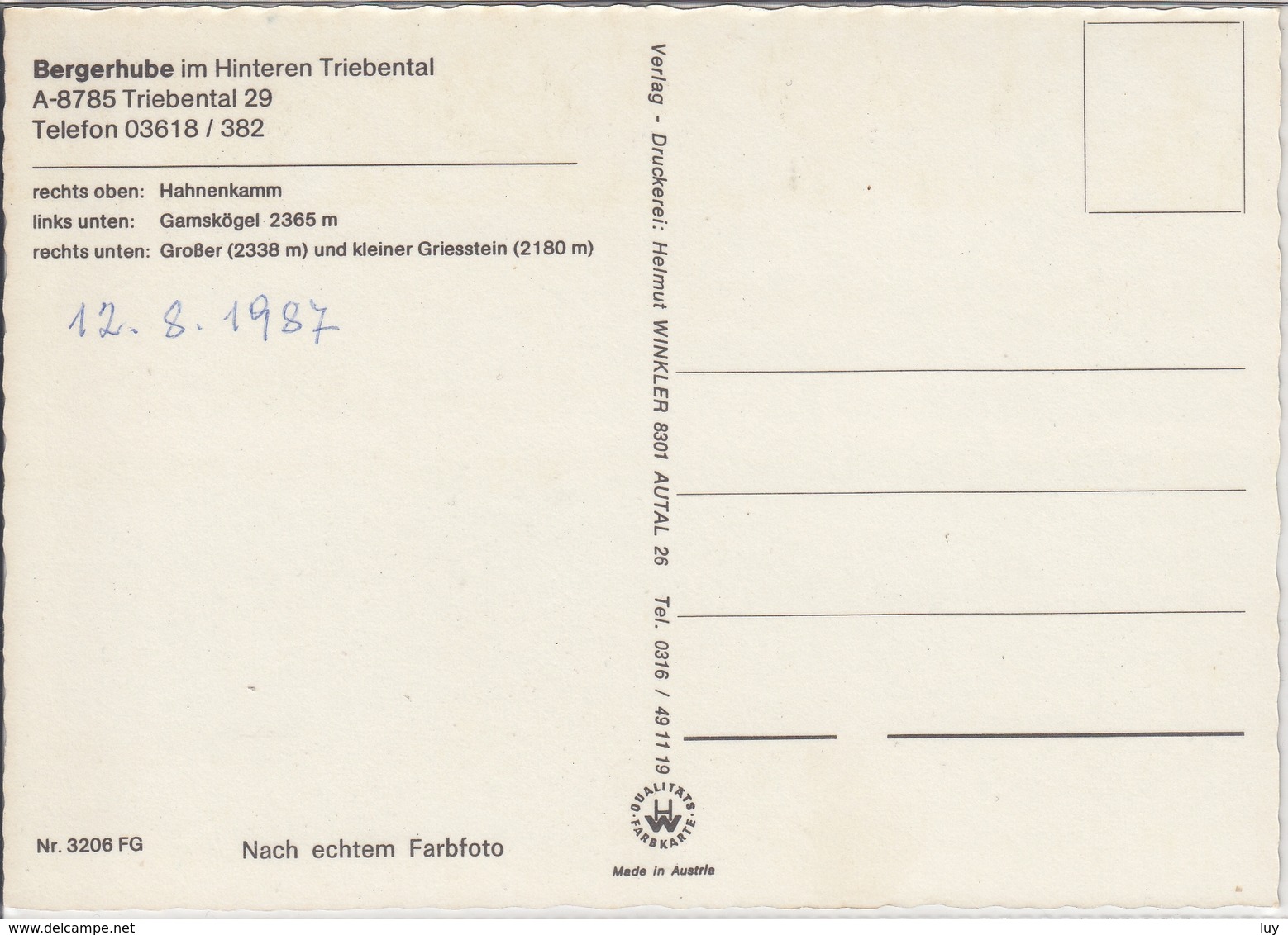 TRIEBEN TAL  - Bergerhube, Mehrbildkarte Mit Hahnenkamm, Gamskögel Und Griesstein   1970 - 1980 - Trieben