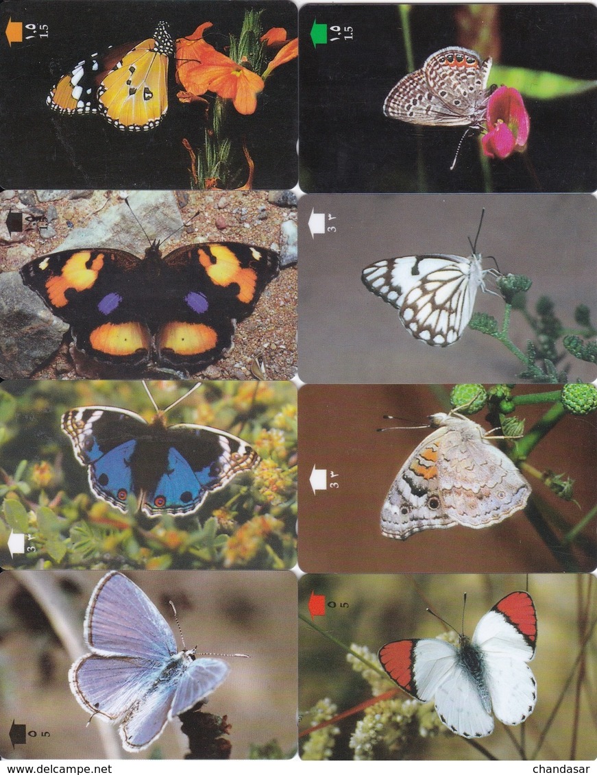 Oman (GPT) Magnetic Phone Cards, Set Of 8-Cards (Butterflies) - Oman