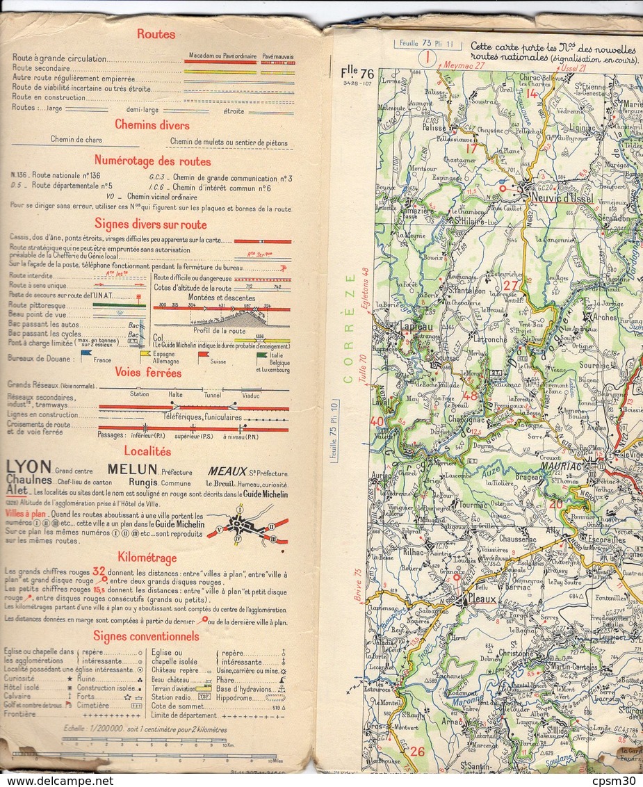 Carte Géographique MICHELIN - N° 076 AURILLAC - St ETIENNE N° 3428-107 - Cartes Routières