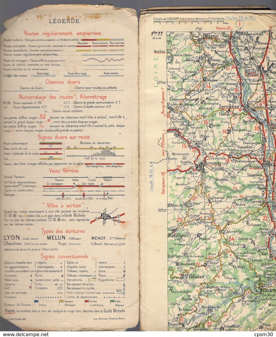 Carte Géographique MICHELIN - N° 077 VALENCE - GRENOBLE N° 2815-36 - Roadmaps