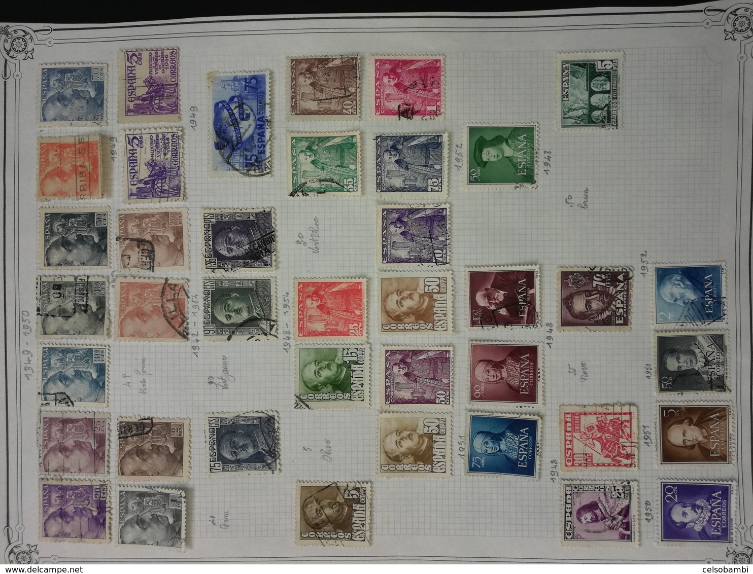 SPAIN 3 Pages From Old Album  (96 Stamps) And One Envelope With More Than 200 Stamps (total 300 Stamps) - Sammlungen