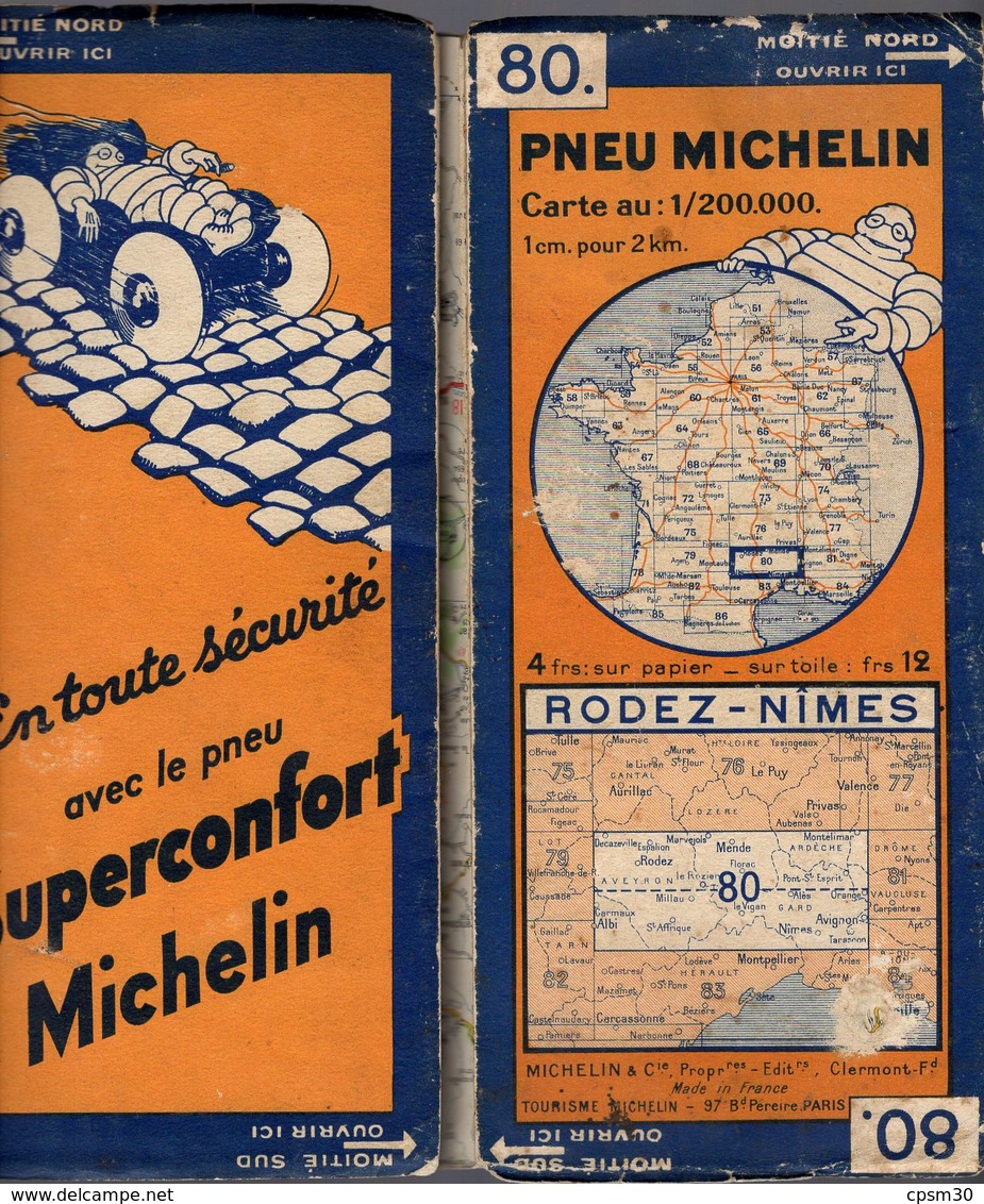 Carte Géographique MICHELIN - N° 080 - RODEZ - NIMES N° 3222-88 - Cartes Routières