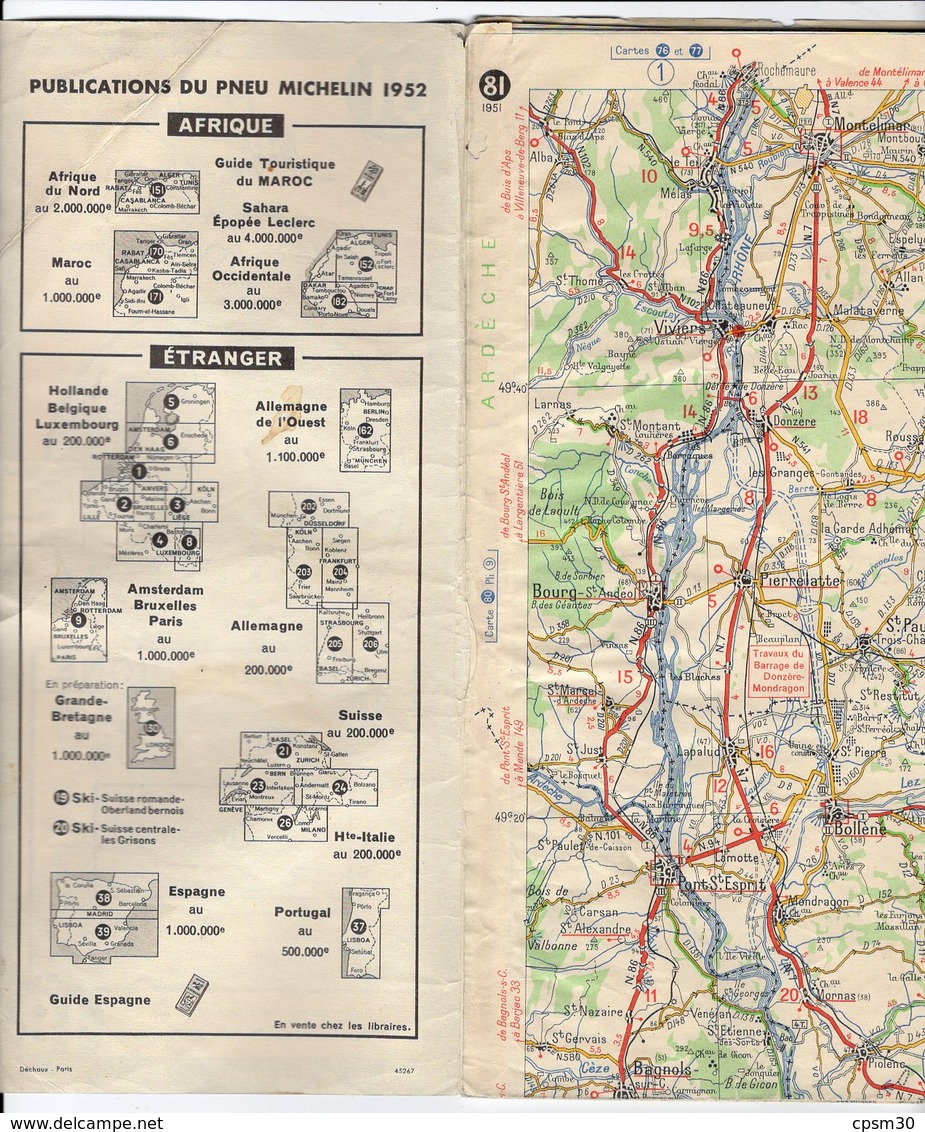 Carte Géographique MICHELIN - N° 081 AVIGNON - DIGNE 1951 - Cartes Routières