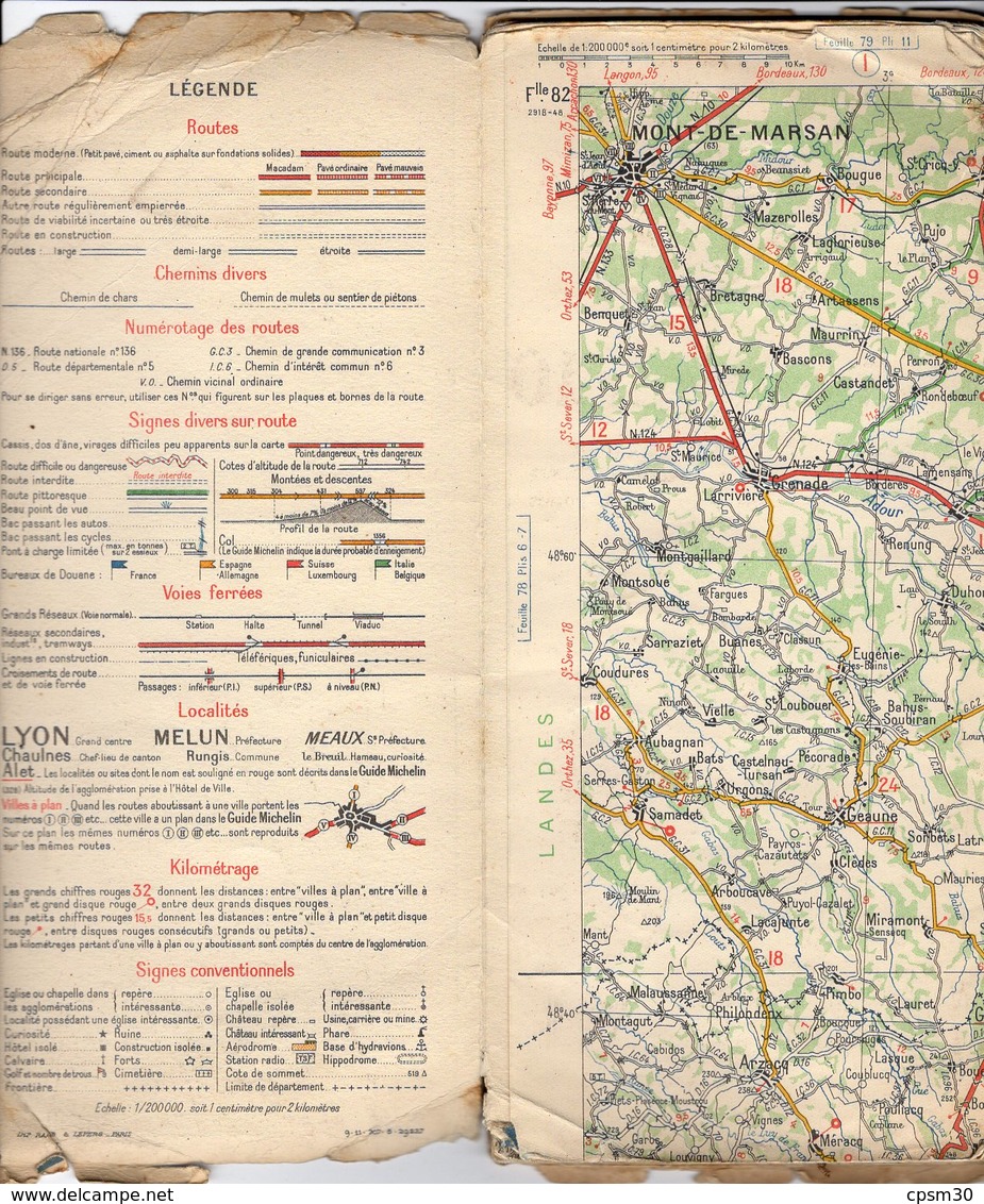 Carte Géographique MICHELIN - N° 082 - PAU - TOULOUSE - N° 2918-48 - Carte Stradali