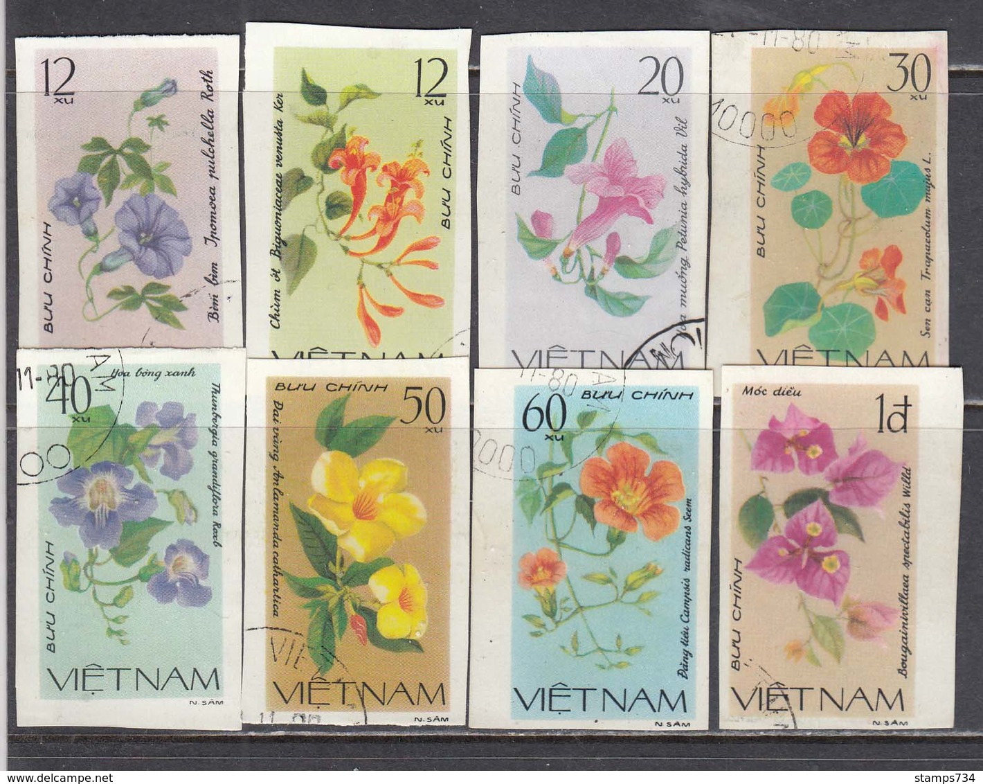 Vietnam 1980 - Flowers - Imperforated, Canceled - Vietnam