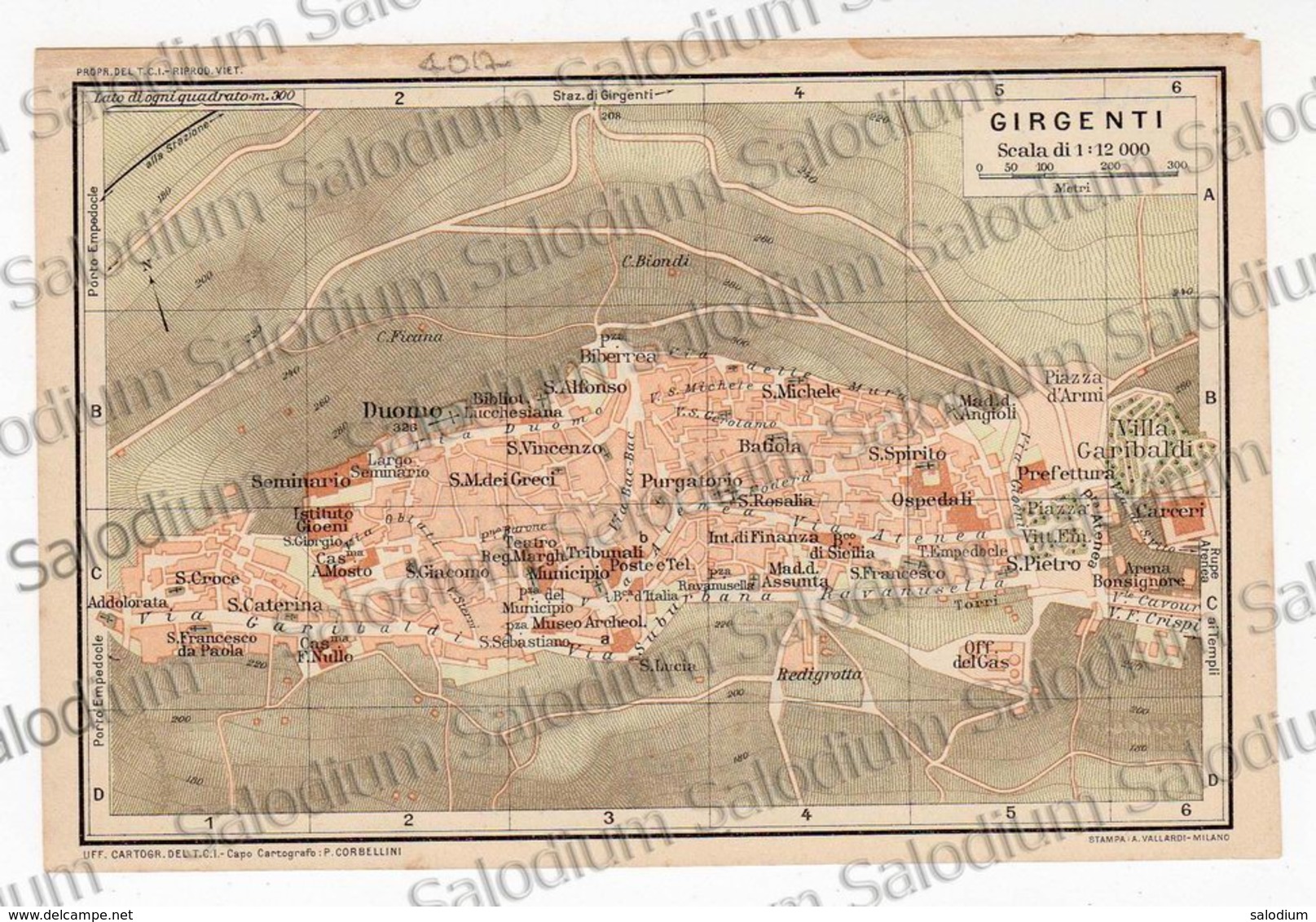 1910 - GIRGENTI AGRIGENTO   - SICILIA  - Mappa Cartina - Altri & Non Classificati