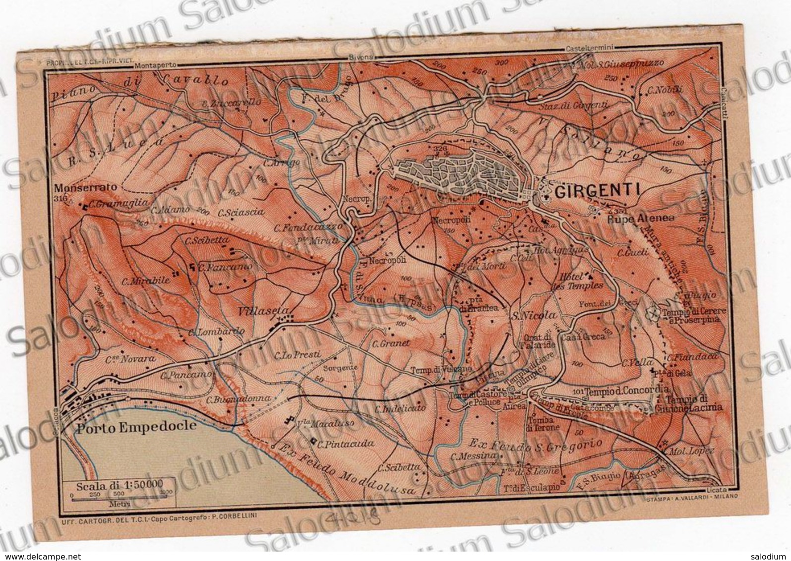 1910 - GIRGENTI AGRIGENTO PORTO EMPEDOCLE   - SICILIA  - Mappa Cartina - Altri & Non Classificati