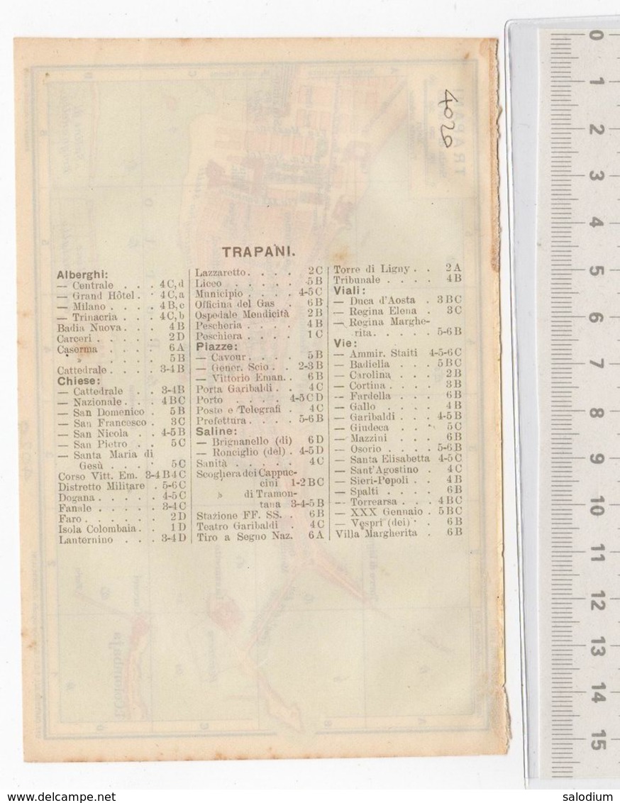 1910 - TRAPANI  - SICILIA  - Mappa Cartina - Altri & Non Classificati