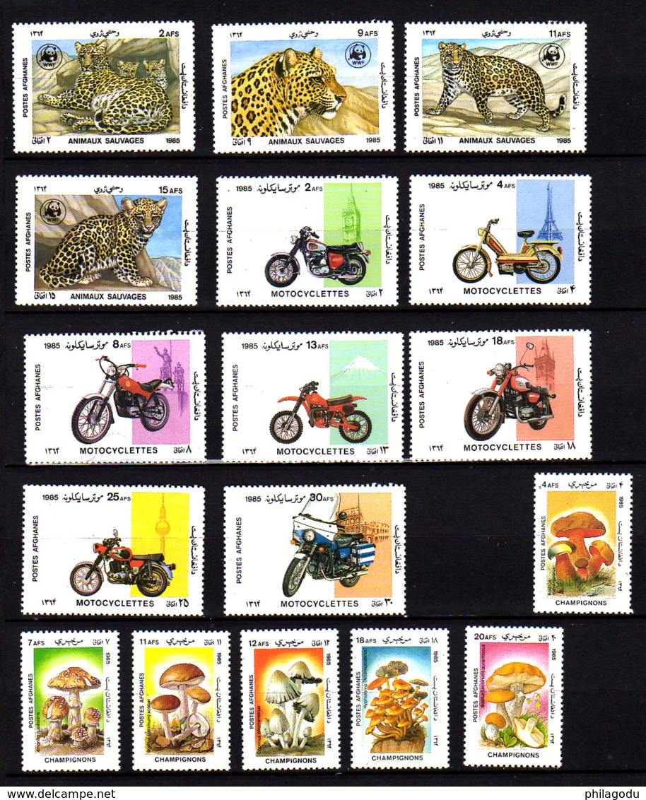 Afghanistan 1985, Motos, Panthère, Champignons, Entre 1249 Et 1282** (pas 3afg), Cote 29 € - Afghanistan