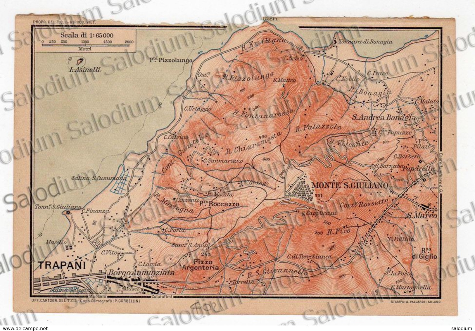 1910 - TRAPANI MONTE S. GIULIANO  - SICILIA  - Mappa Cartina - Altri & Non Classificati