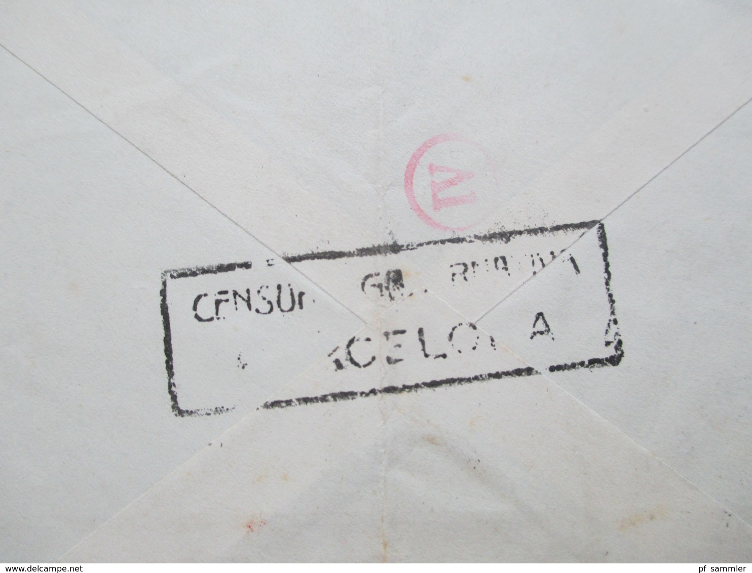Spanien 1943 Luftpostbrief Barcelona - Berlin Mit Spanischer Zensur Und OKW Zensur Censura Barcelona Mehrfachzensur - Storia Postale