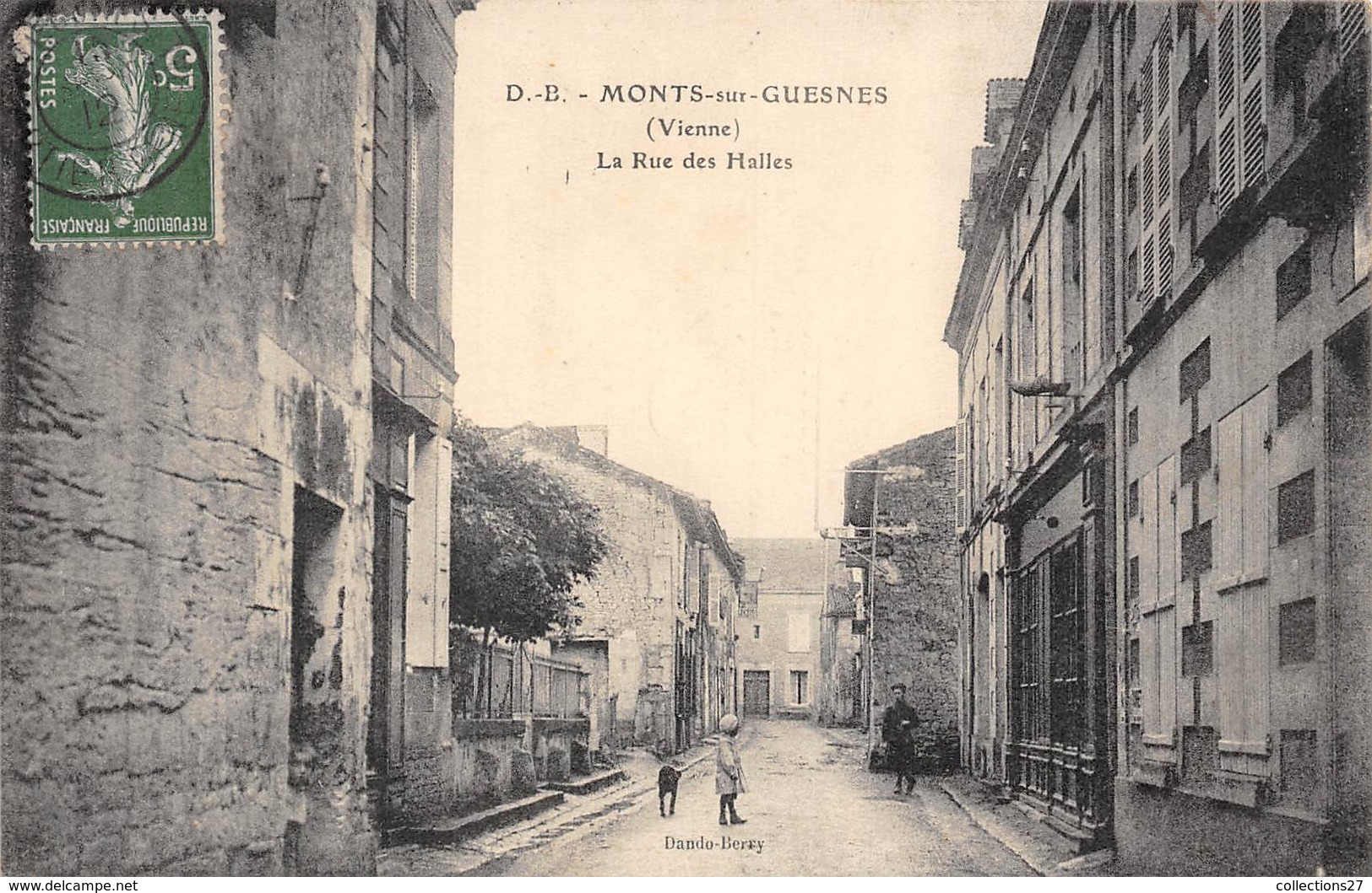 86-MONTS-SUR-GUESNES- LA RUE DES HALLES - Monts Sur Guesnes