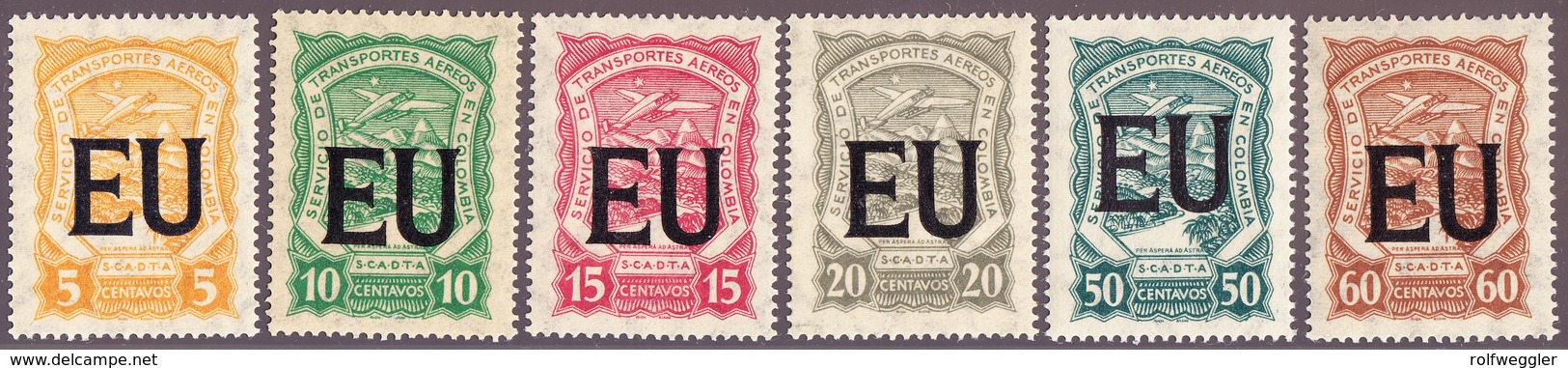 1923/29  Scadta Länderaufdruck Für EU Für Vereinigte Staaten; 9 Werte * - Colombie