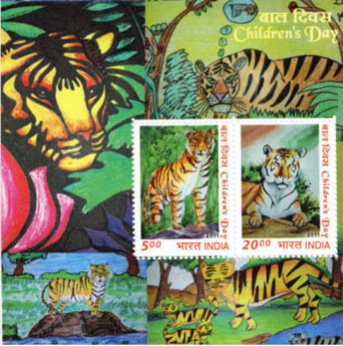 5X INDIA 2011 Children's Day; Miniature Sheet, MINT - Nuovi