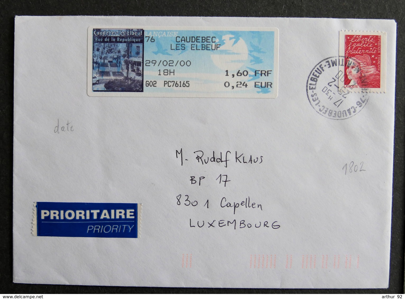 FRANCE - VIG 293 - CAUDEBEC LES ELBEUF - RUE DE LA REPUBLIQUE 29 02 2000 - 1990 Type « Oiseaux De Jubert »