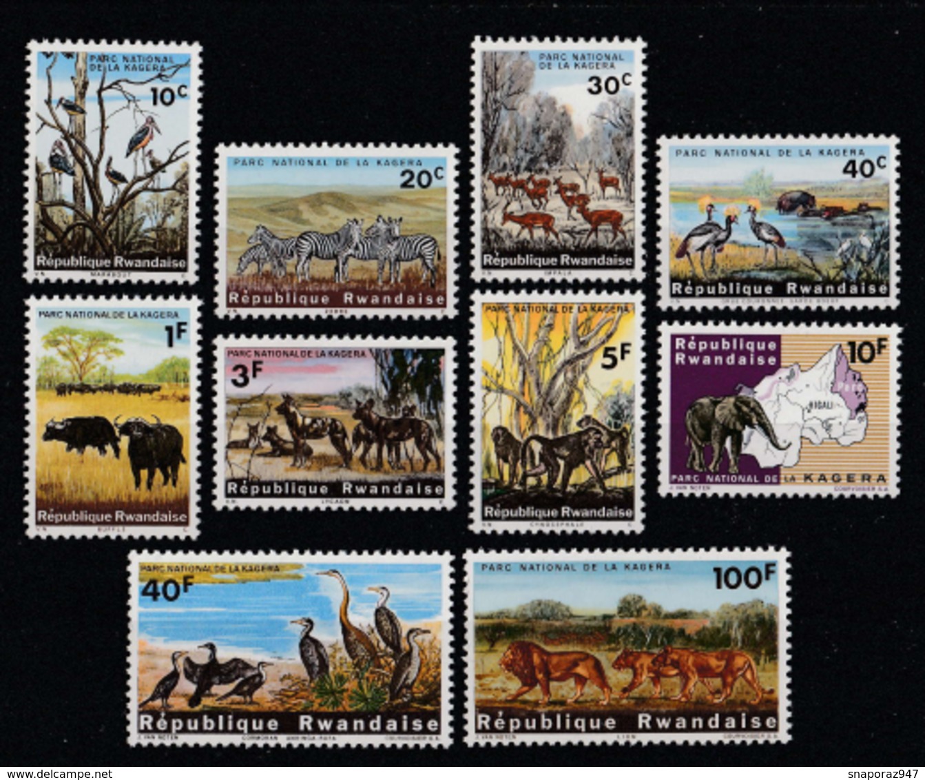 1965 Rwanda "Kagera" National Park Animali Animals Animaux Maps Cartes Full Set MNH** Excellent Quality Nu135 - Altri & Non Classificati