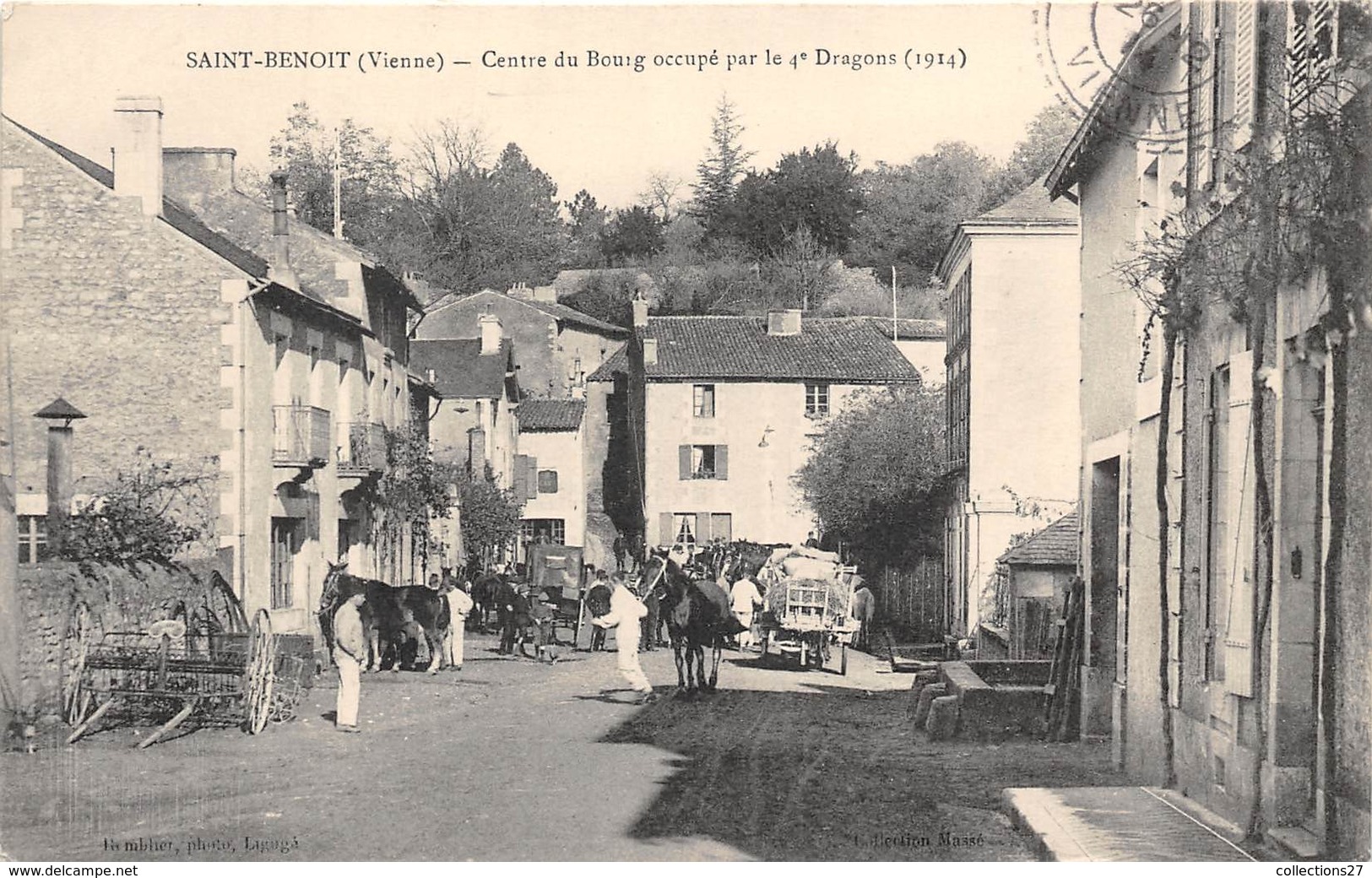 86-SAINT-BENOIT- CENTRE DU BOURG OCCUPE PAR LE 4e DRAGON 1914 - Saint Benoît