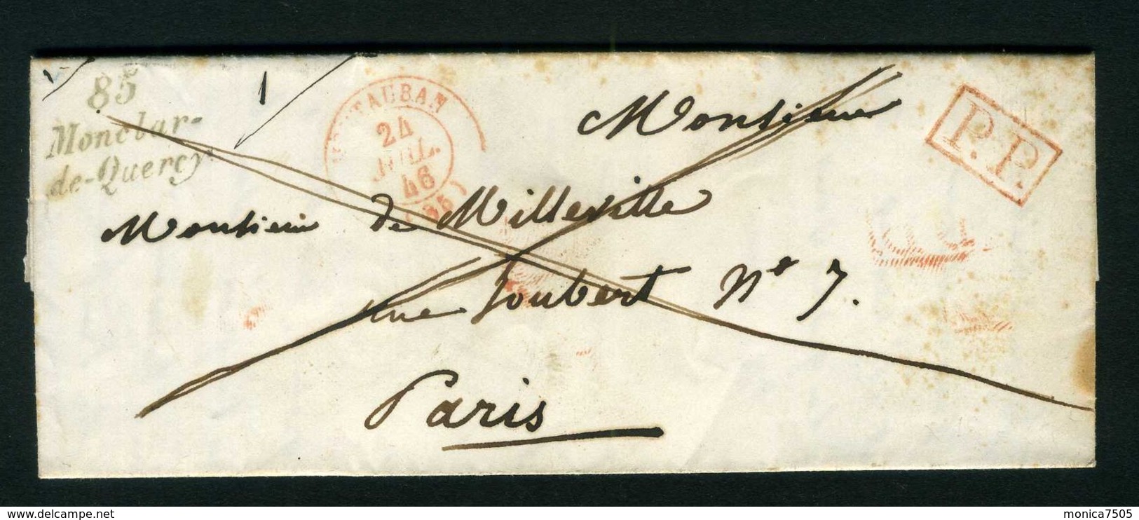 LETTRE  DE  MONTCLAR-DE-QUERCY  CAD  DU  21  JUILLET  1846 POUR  PARIS . - 1801-1848: Precursori XIX