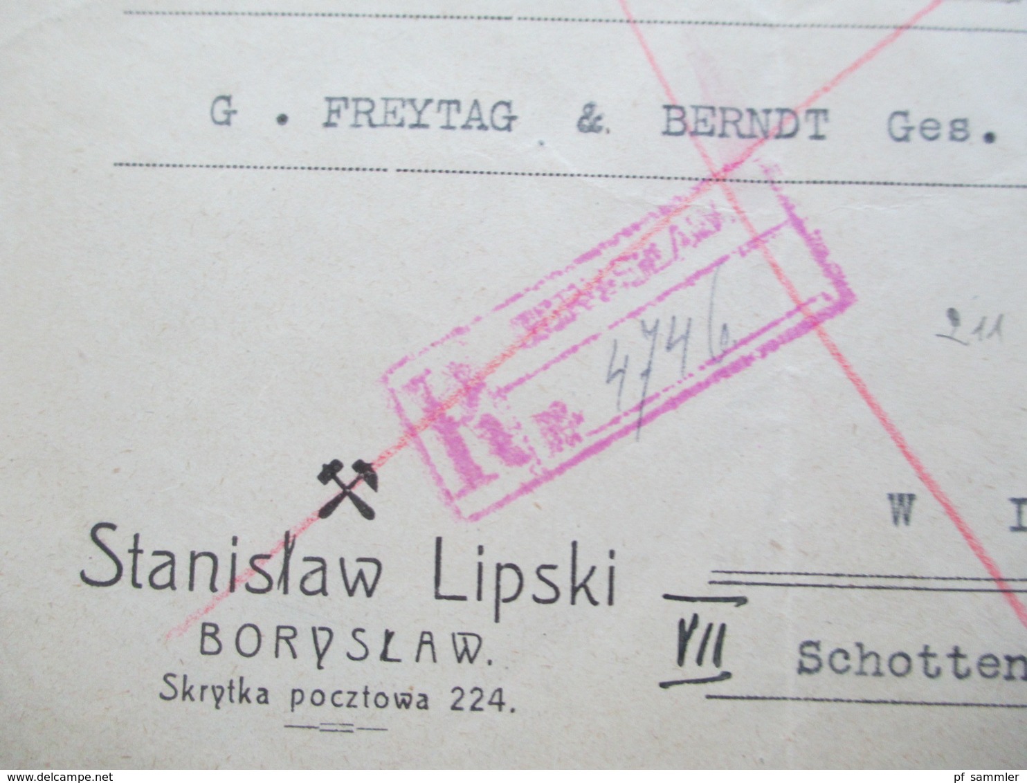 Polen 1925 Express Brief Boryslaw - Wien Mit Vieoletem R-Zettel Gestempelt! Firmenbrief - Briefe U. Dokumente