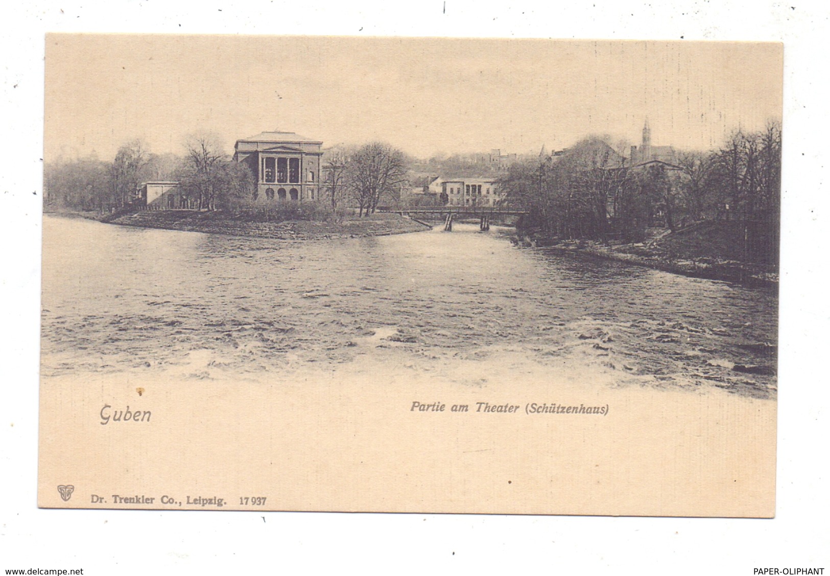 0-7560 GUBEN, Partie Am Theater / Schützenhaus, Ca. 1905, Ungeteilte Rückseite, Trenkler-Leipzig - Guben