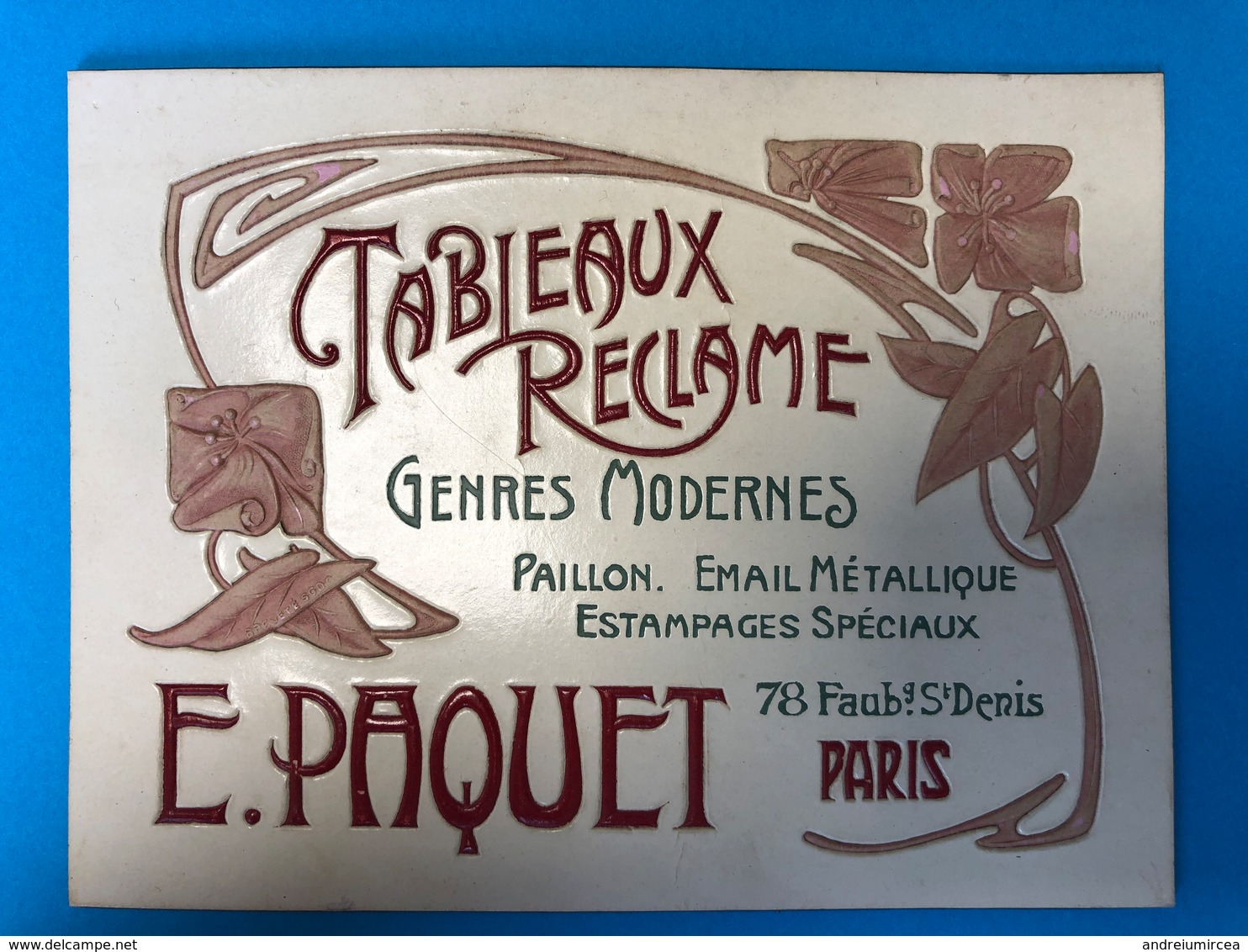 Arte Deco    E.Paquet Paris 1900 - Pappschilder