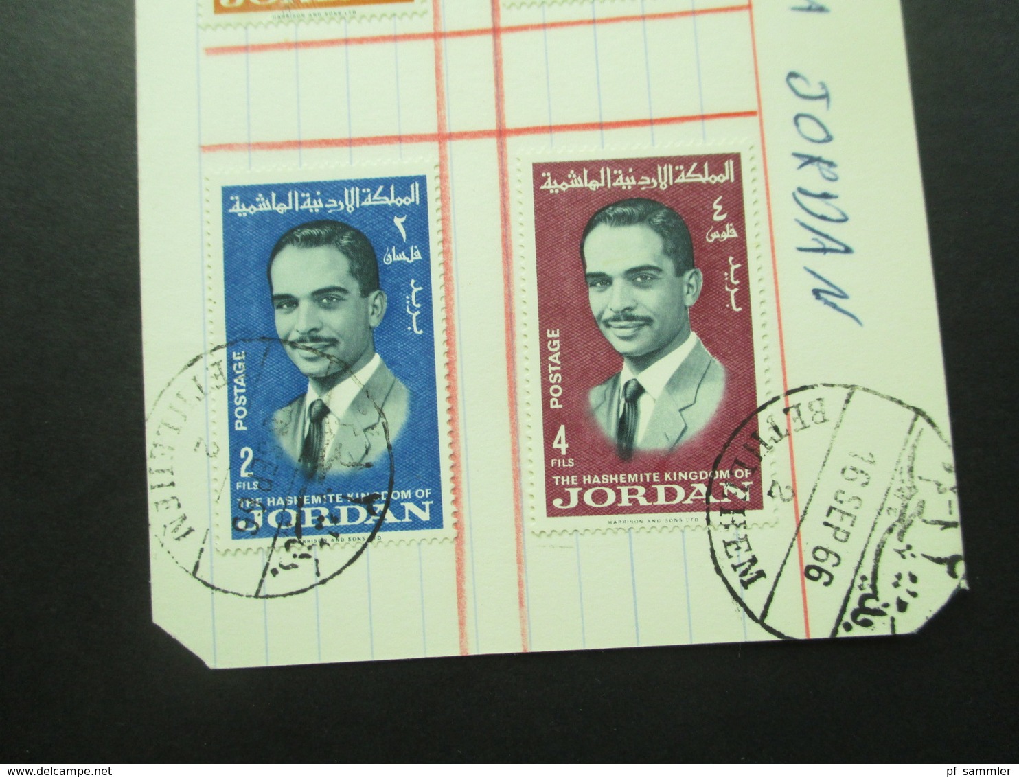 Jordanien 1966 Stempel Bethlehem 4 Marken Auf Einer Karte Jordan - Giordania