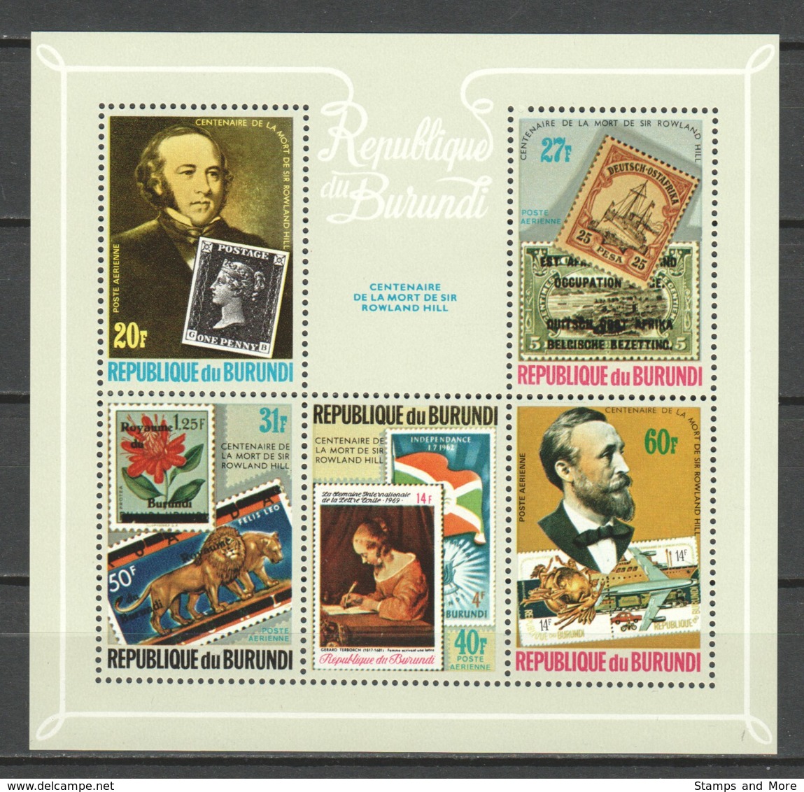 Burundi 1979 Mi Block 111A MNH STAMP ON STAMP - UPU CONGRESS - ROWLAND HILL - Postzegels Op Postzegels