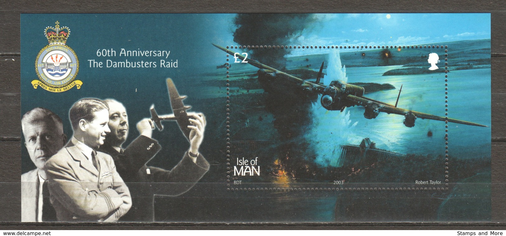 Isle Of Man 2003 Mi Block 48 MNH WORLD WAR 2 - 60 YEARS DAMBUSTER RAID - AIRPLANES - Airplanes