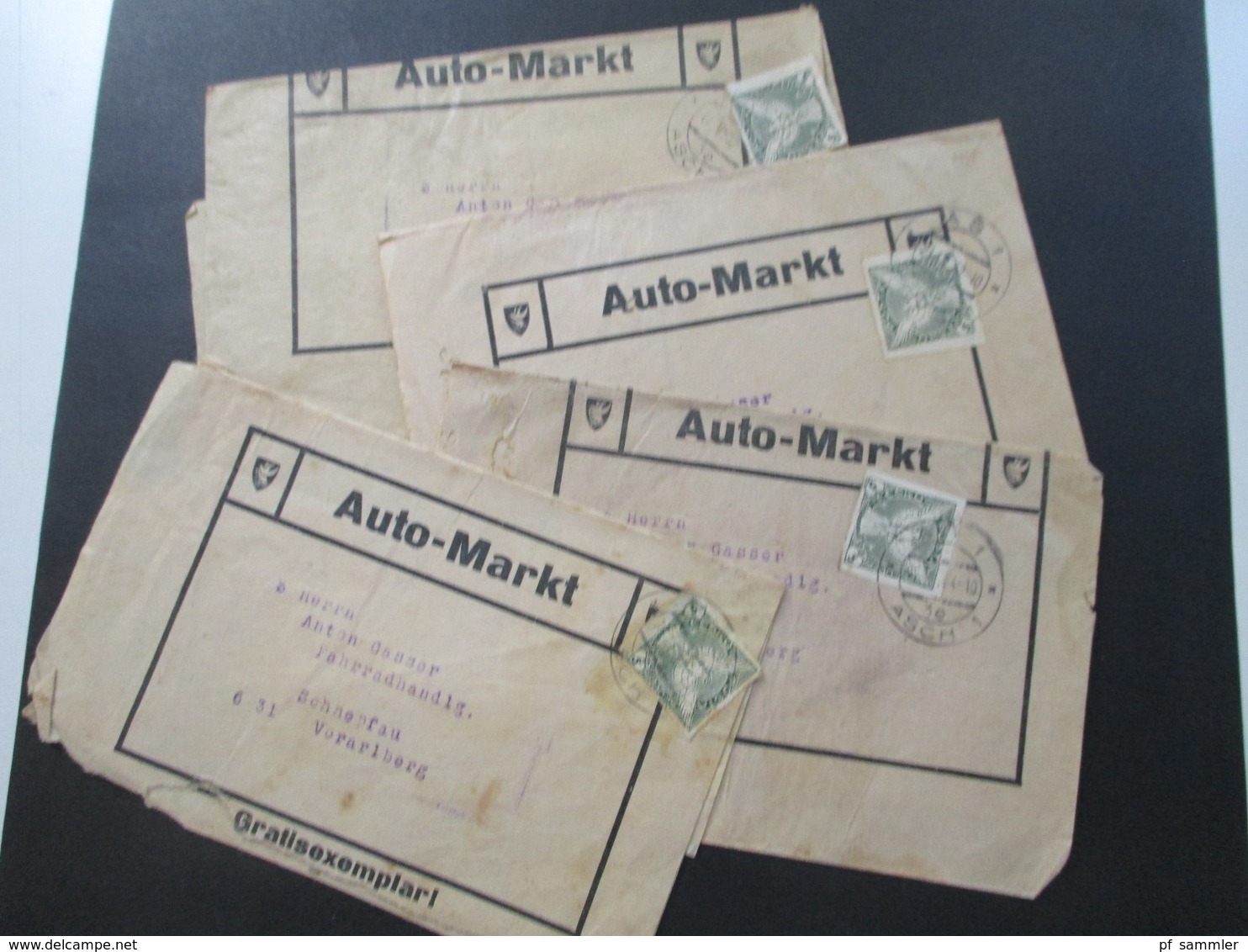 CSSR 1932 Streifbänder Auto Markt Gratisexemplar Stempel As 1 Asch (Sudetenland) Nach Schnepfau Fahrradhandlung - Brieven En Documenten