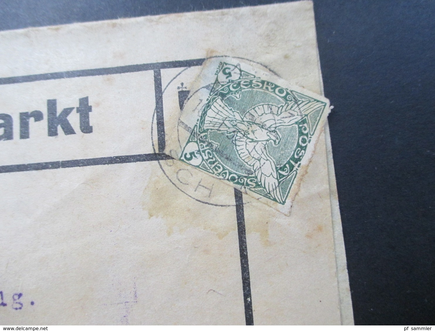 CSSR 1932 Streifbänder Auto Markt Gratisexemplar Stempel As 1 Asch (Sudetenland) nach Schnepfau Fahrradhandlung