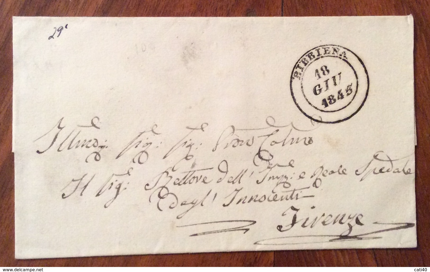 BIBBIENA D.c.  18 GIU 1845   SU LETTERA PER FIRENZE - 1. ...-1850 Prephilately