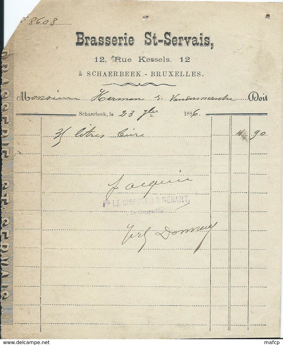 BRASSERIE ST-SERVAIS  12 RUE KESSELS SCHAERBEEK BRUXELLES - 1800 – 1899
