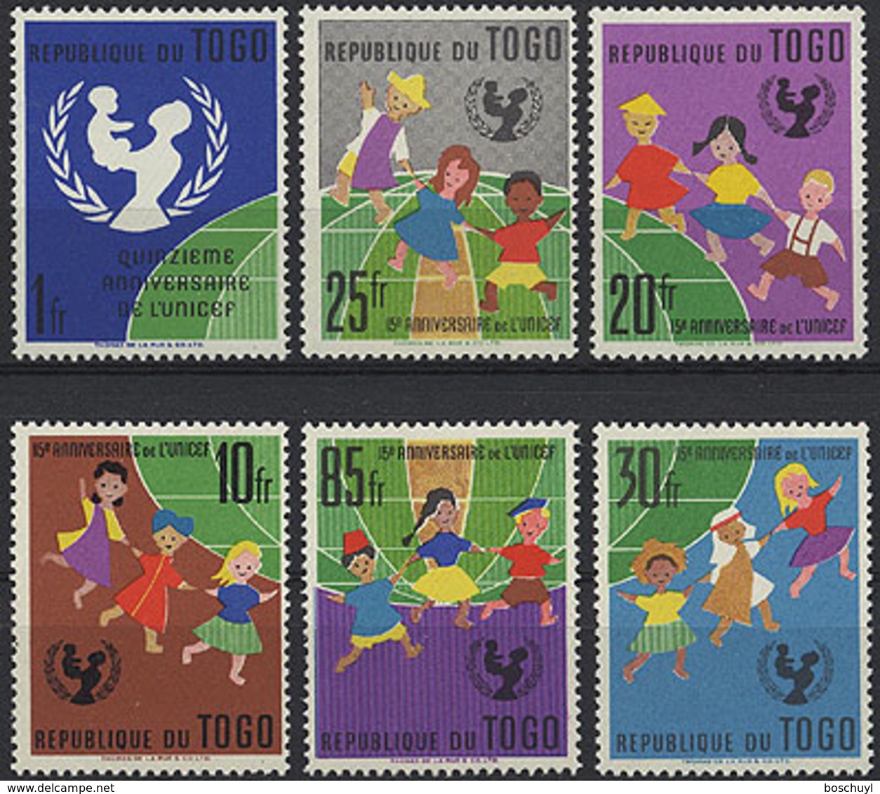 Togo, 1961, UNICEF 15th Anniversary, United Nations, MNH, Michel 329-334A - Togo (1960-...)