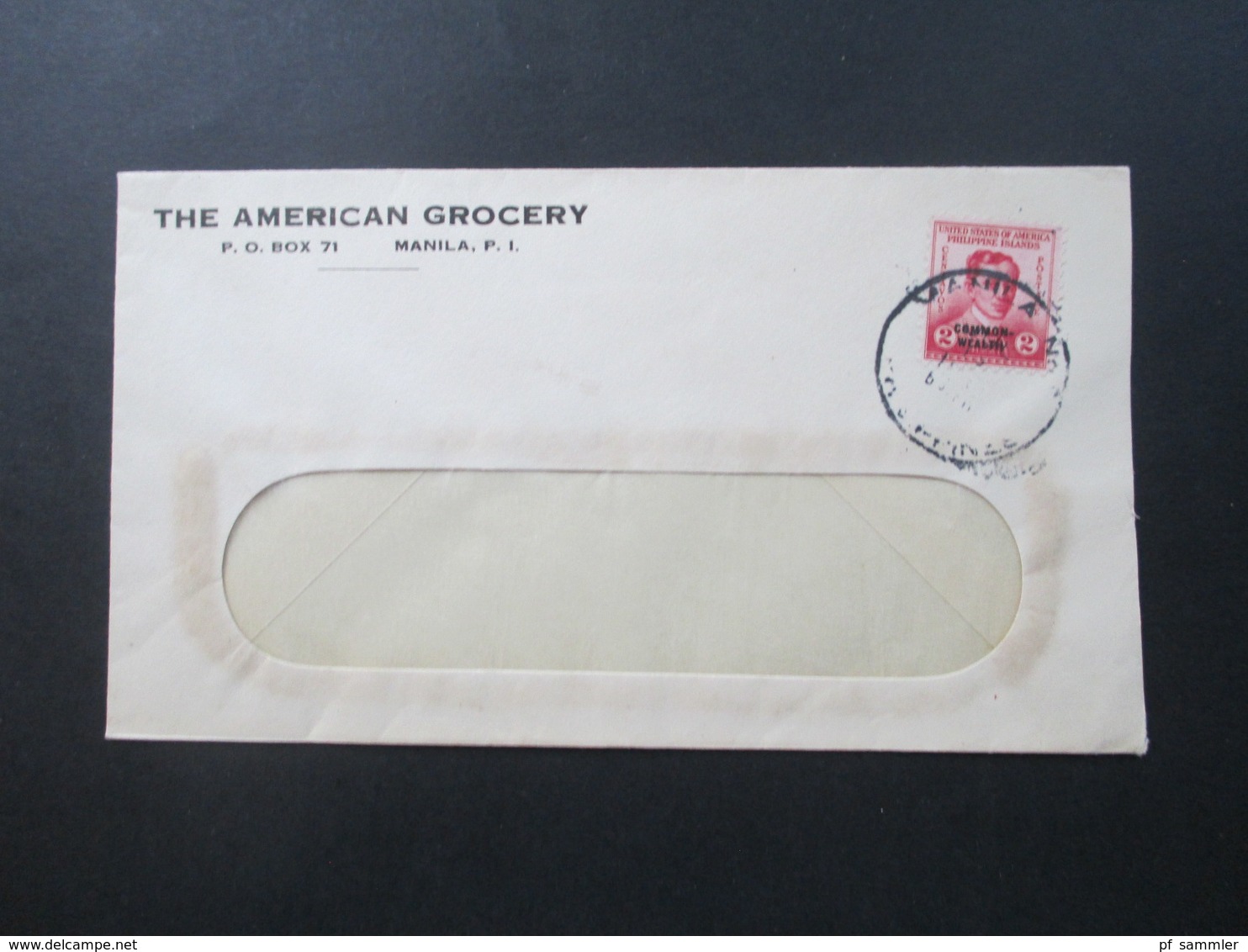 USA 1937 Philippinen Nr. 388 Mit Aufdruck I Common - Wealth The American Grocery Manila - Filippijnen