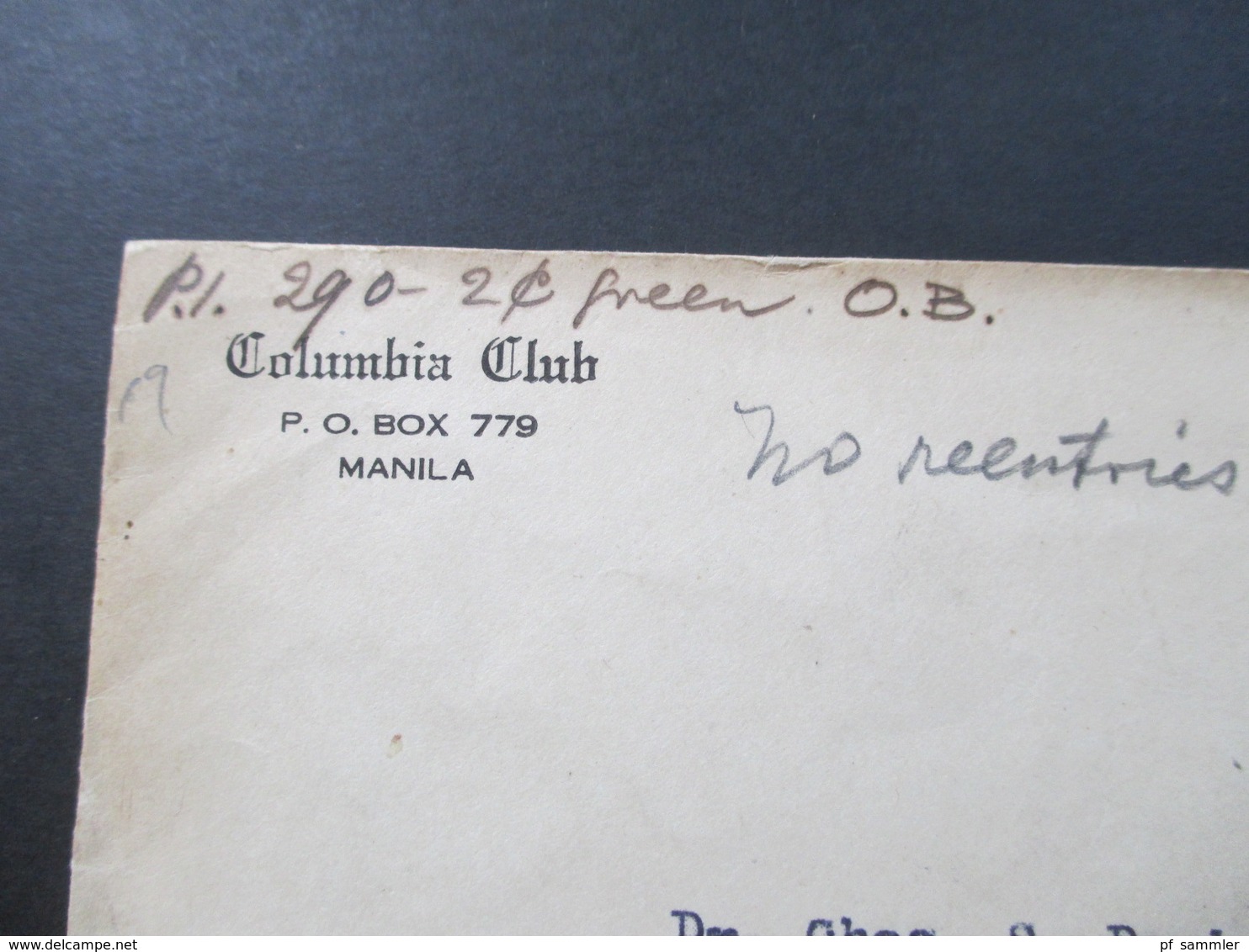 USA 1925 Philippinen Nr. 275 Ausgabe 1917 Columbia Club Manila Nach Malate - Filippine