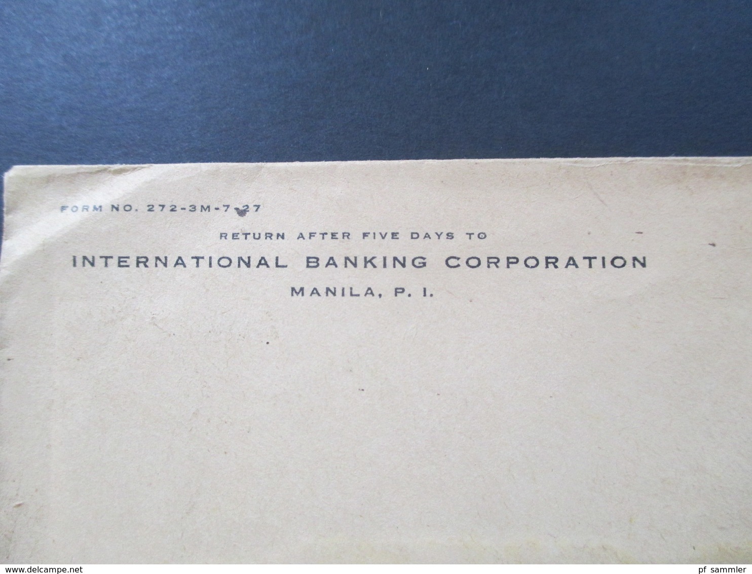 USA Philippinen Nr. 275 Ausgabe 1917 International Banking Corporation Manila - Filippine