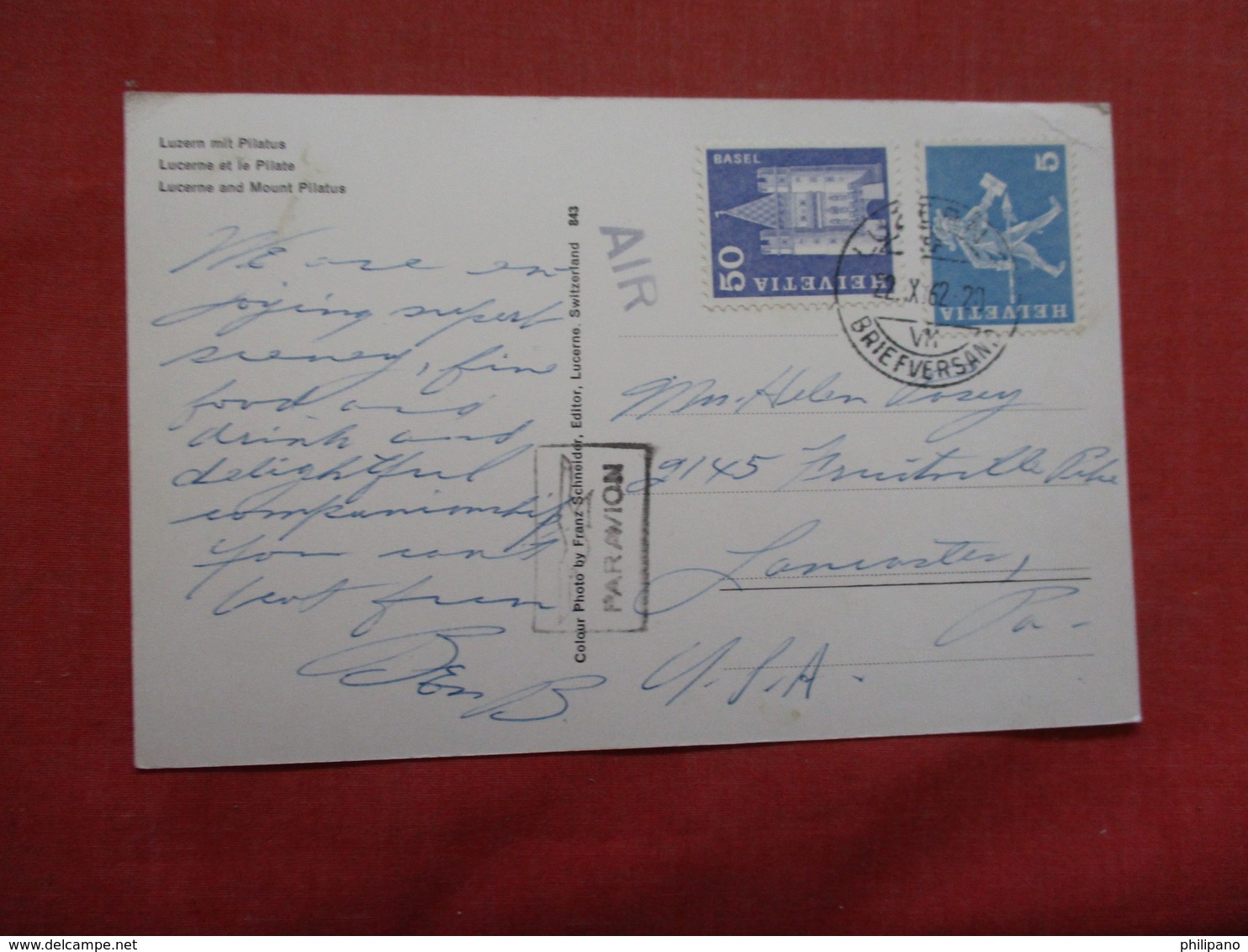 Switzerland > LU Lucerne  Lucerne Mount Pilatus   Has Stamp & Cancel    Ref    3579 - Lucerne