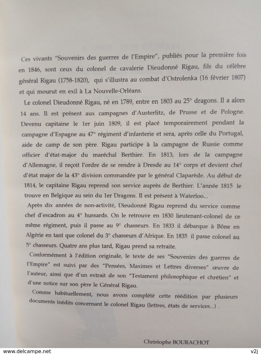 Souvenirs Des Guerres De L'Empire - Colonel Dieudonné Rigau - History