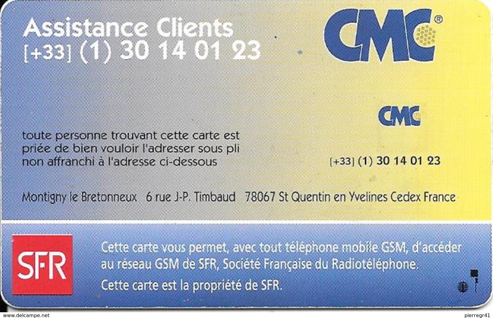 CARTE-PUCE-GSM-SFR-CMC-SF/CC2D-SD-PUCE D- TBE-RARE - Mobicartes (GSM/SIM)