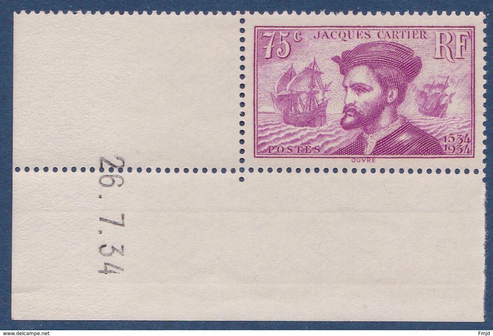 N°__296 JACQUES CARTIER TIMBRES NEUFS ** 1934 - Neufs